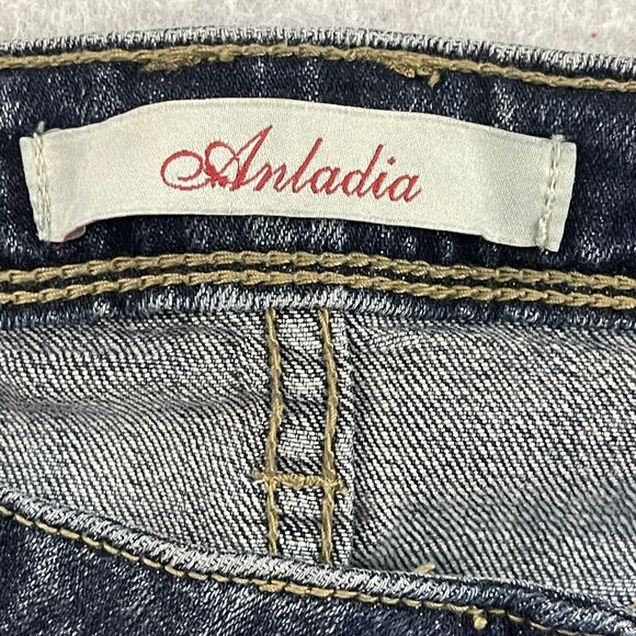 Anladia Jeans Womens Size 29 Blue Embroidered Skinny Fit Stretch Acid Wash Denim - Picture 2 of 16
